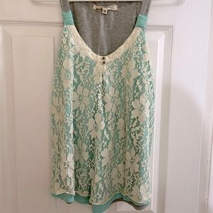 Lace Blue and Gray Tank Top